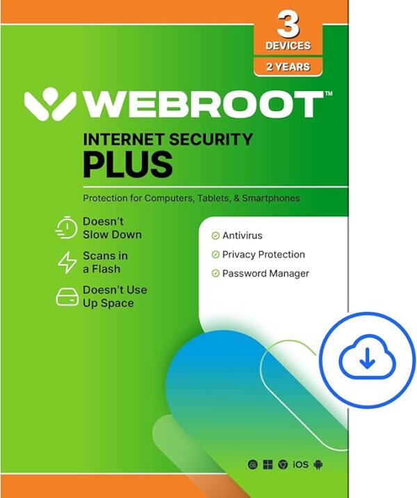 Webroot Internet Security Plus | Antivirus Software 2024 | 3 Device | 2 Year (Copy)